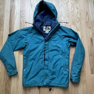 Men's Vintage 80's The North Face Brown Label Gore-Tex Teal Hooded Jacket Sz S